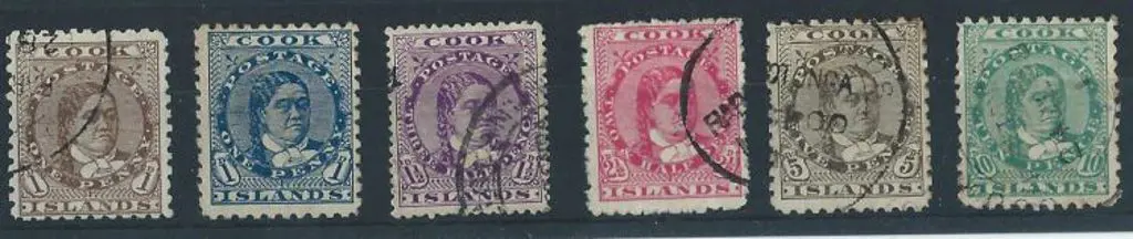 Cook Islands 1893 1d brown, 1d blue, 2½d rose, 5d ... Image 1++