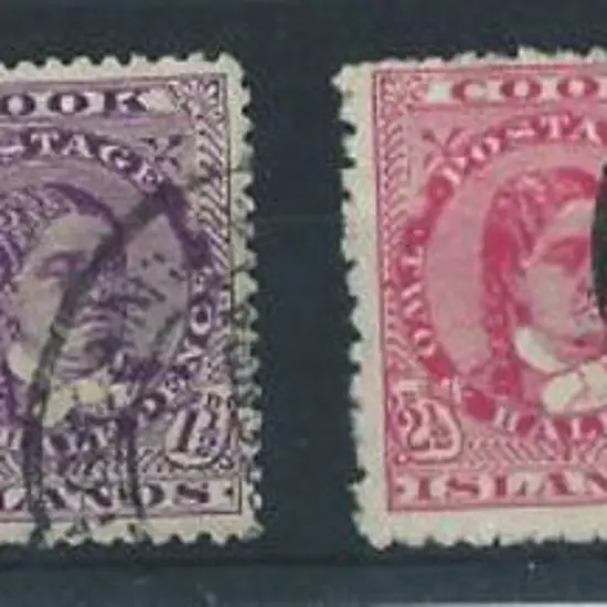 Cook Islands 1893 1d brown, 1d blue, 2½d rose, 5d ...