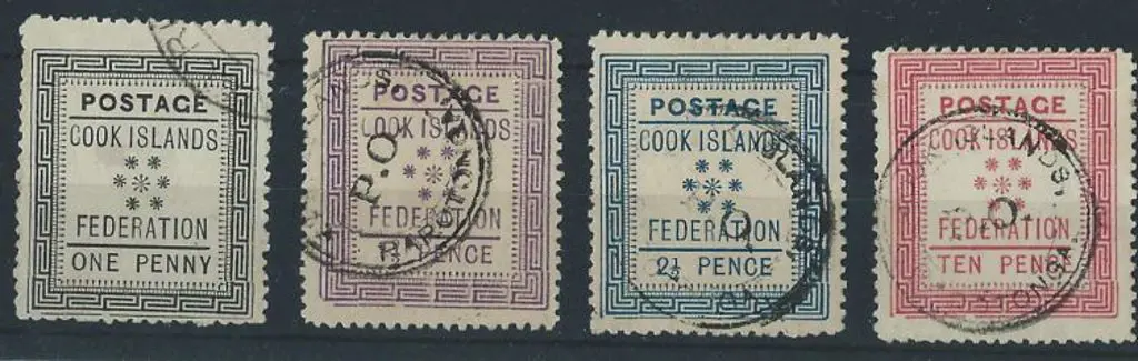 Cook Islands 1893 1d to 10d Federation set of 4 ... Image 1++