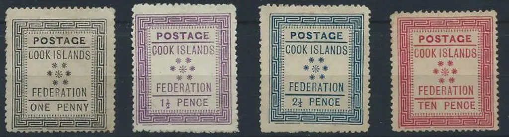 Cook Islands 1893 1d to 10d Federation set of 4 ... Image 1++