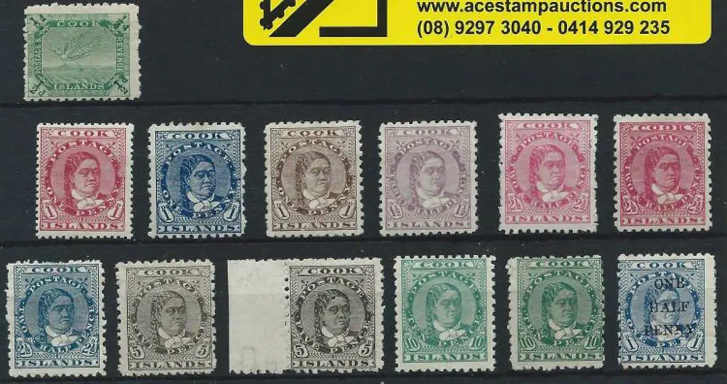 Cook Islands 1893/1902 ½d to 10d (1d rose is ... Image 1++