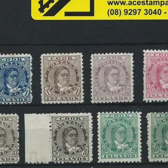 Cook Islands 1893/1902 ½d to 10d (1d rose is ...
