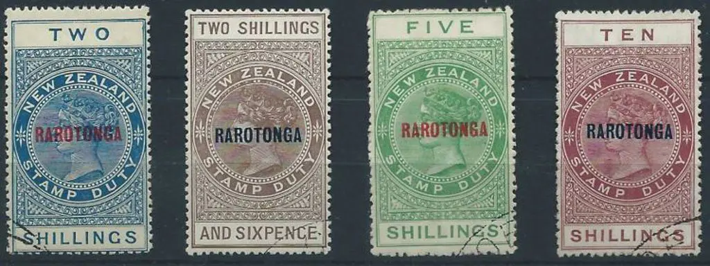 Cook Islands 1921 2/- to 10/- Postals Fiscals with ... Image 1++