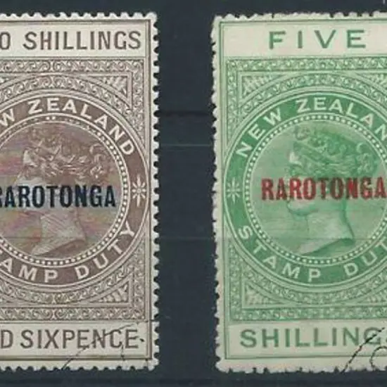 Cook Islands 1921 2/- to 10/- Postals Fiscals with ...