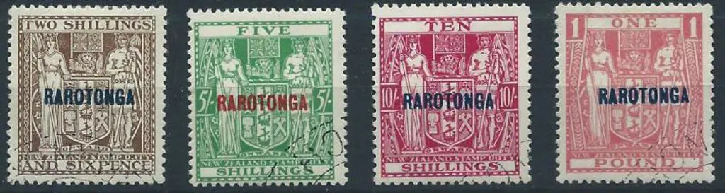 Cook Islands 1931 2/6d to £1 Arms with RAROTONGA ... Image 1++