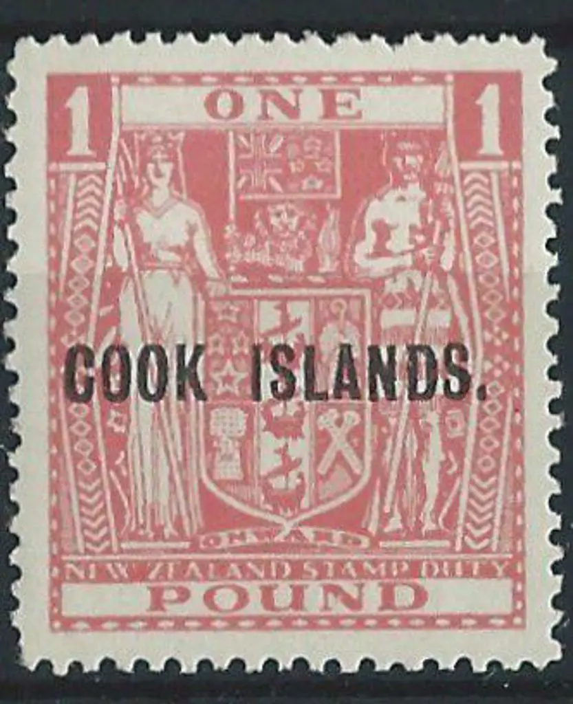 Cook Islands 1943/54 £1 pink Arms with watermark ... Image 1++