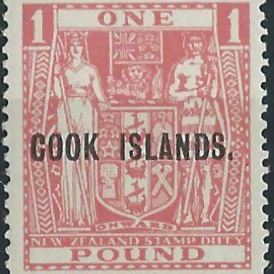 Cook Islands 1943/54 £1 pink Arms with watermark ...