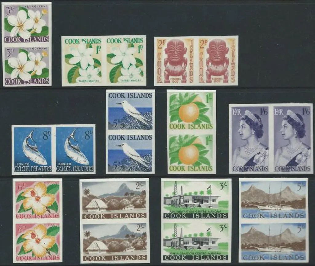 Cook Islands 1963 Defins to 5/- imperf pairs on ... Image 1++