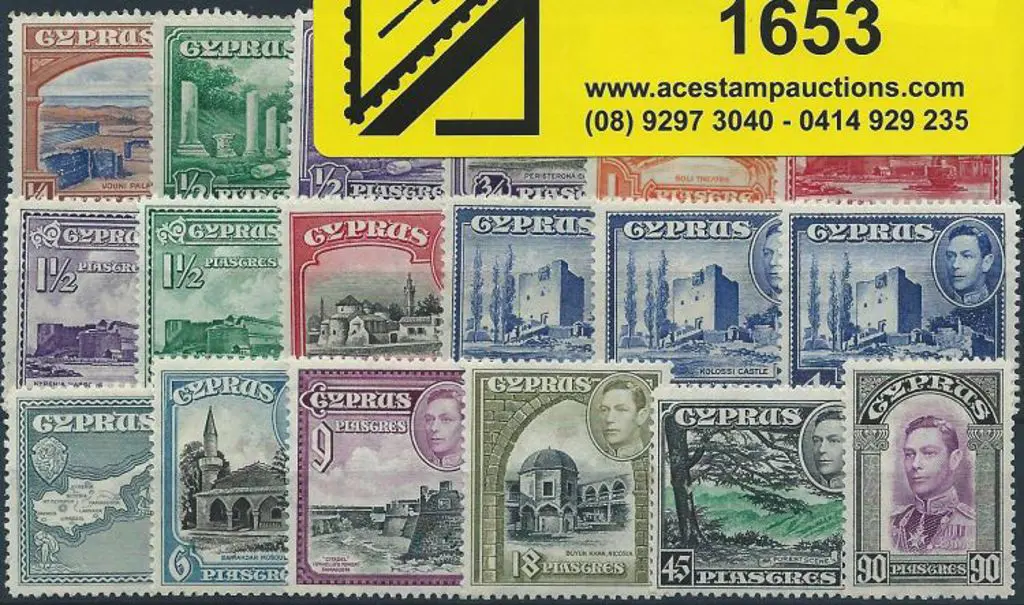 Cyprus 1938/51 KGVI Pictorials complete of 18 to ... Image 1++