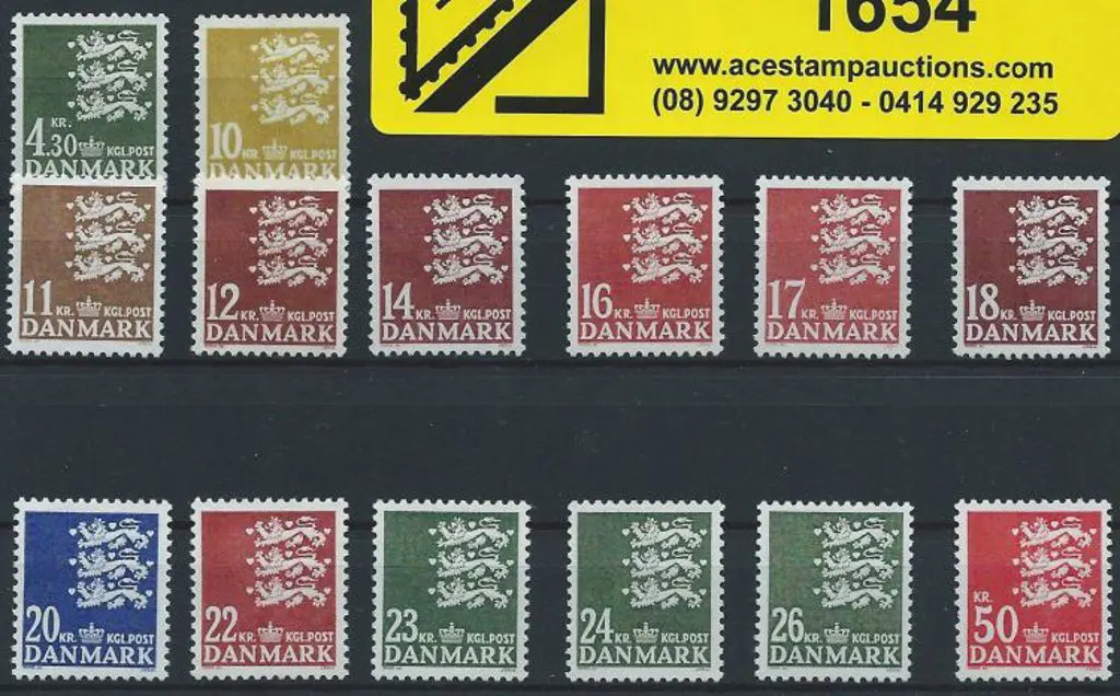 Denmark 1946 4k30green, 10k yellow, 11k brown, 12k ... Image 1++