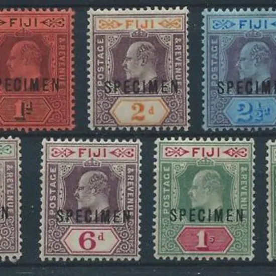 Fiji 1903 KEVII set of 11 to £1 ovptd "SPECIMEN". ...