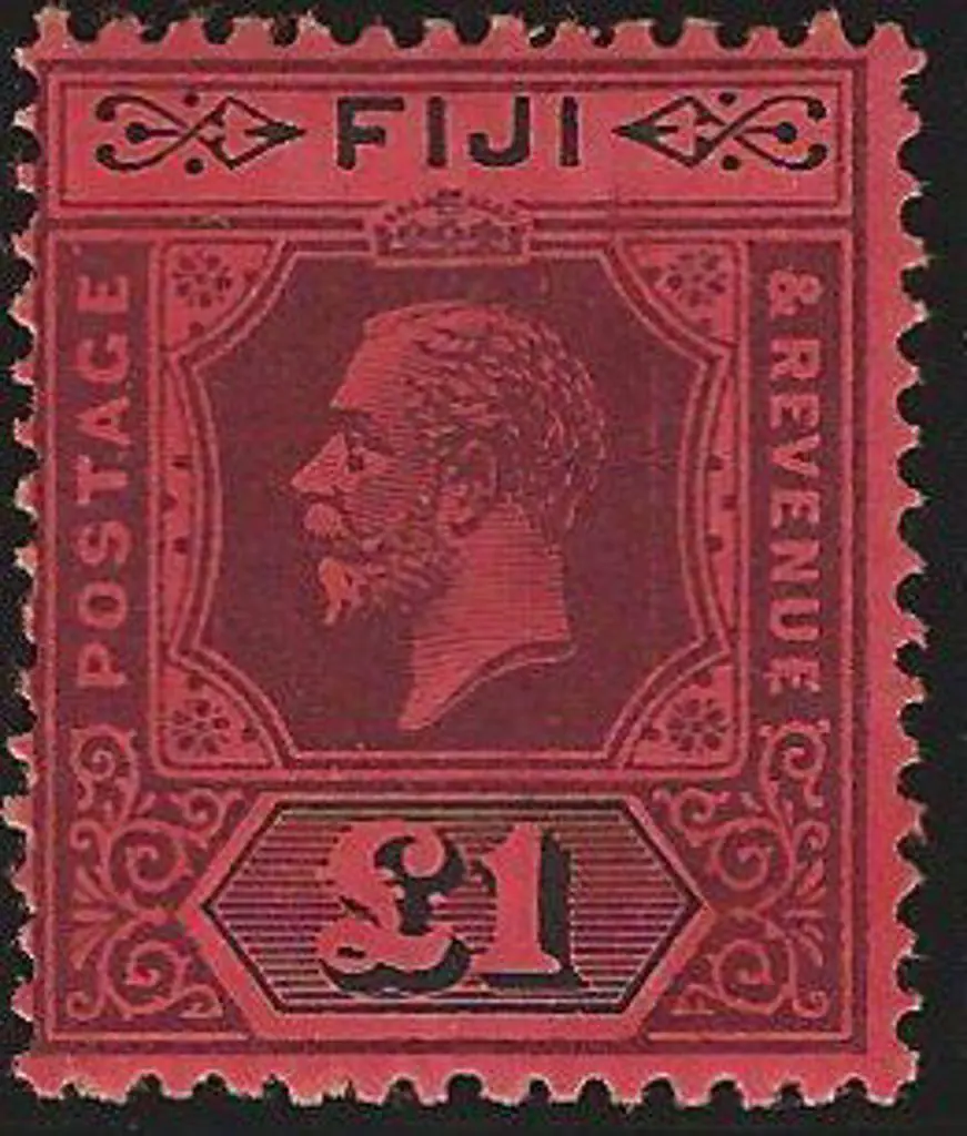Fiji 1912/23 £1 purple & black on red KEVII, Die ... Image 1++
