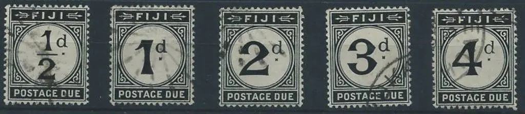 Fiji 1918 Postage Dues set of 5 good to F/U. SG ... Image 1++