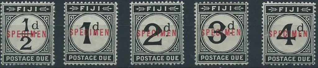Fiji 1918 Postage Dues set of 3 ovptd "SPECIMEN". ... Image 1++