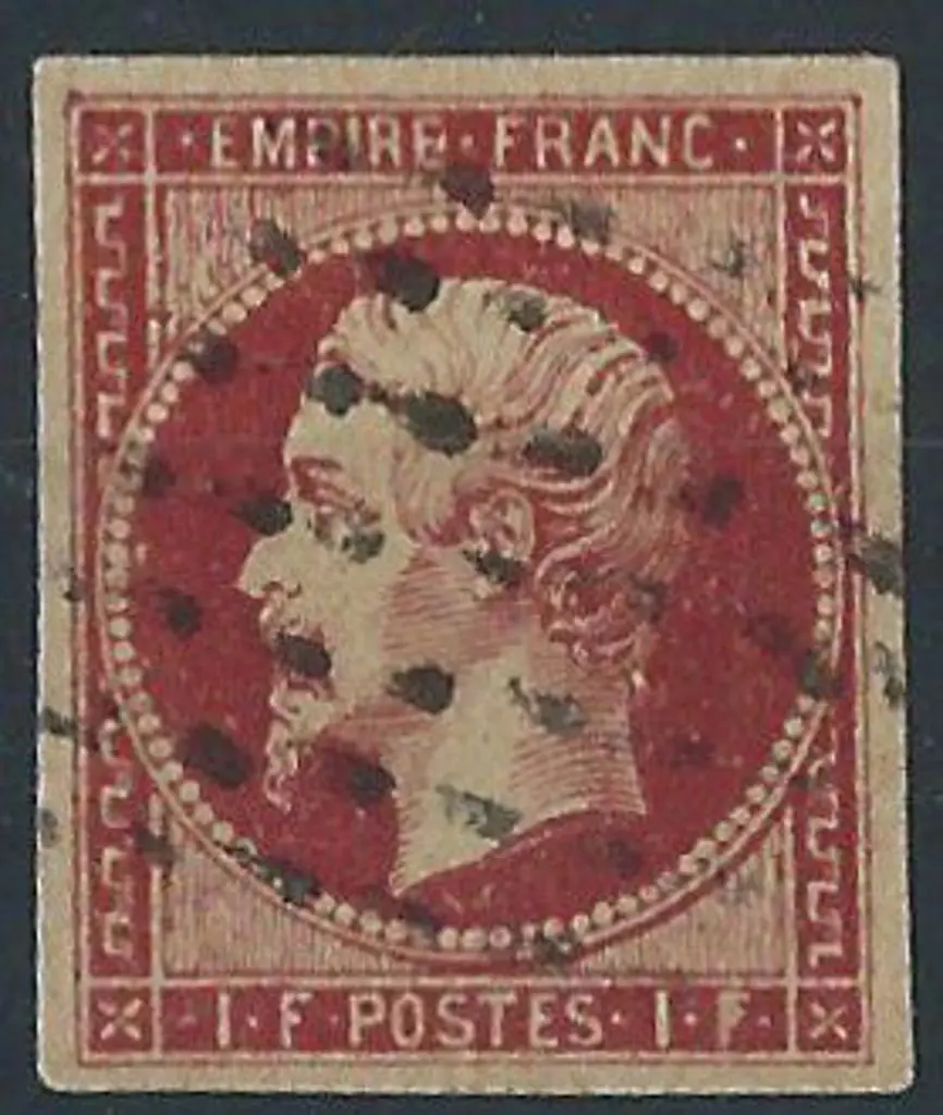 France 1853/61 1f carmine imperf with 4 wide ... Image 1++