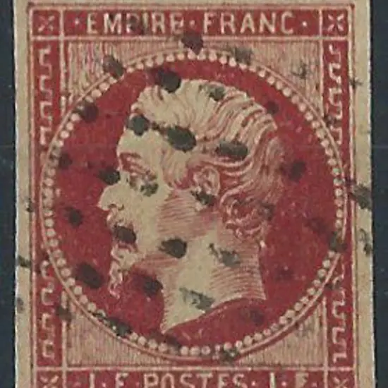 France 1853/61 1f carmine imperf with 4 wide ...