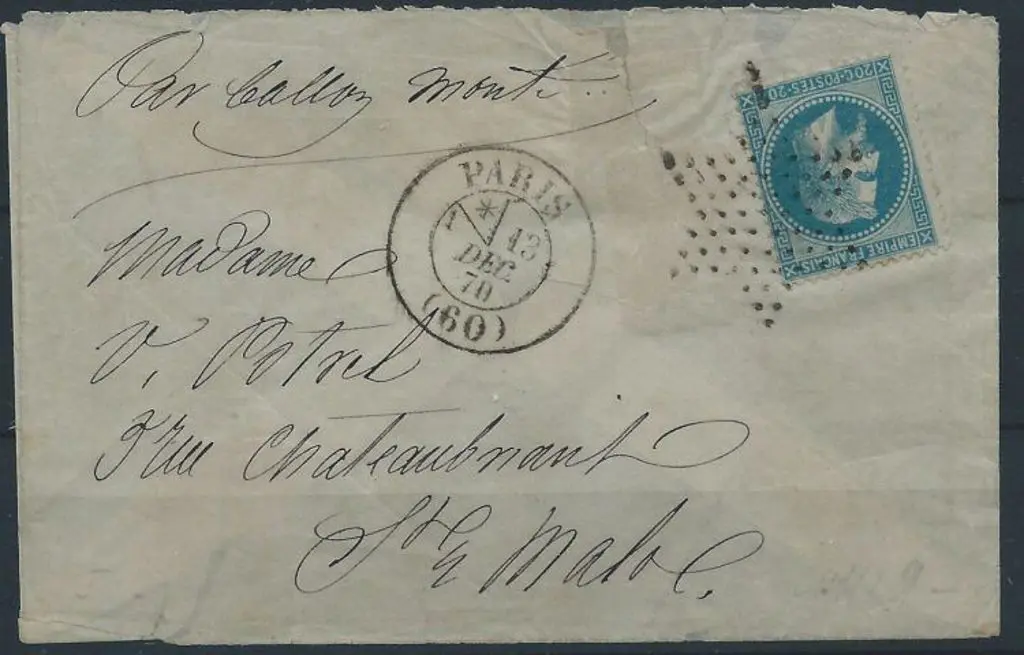 France 1870 (13th Dec) Balloon Mail cover with ... Image 1++