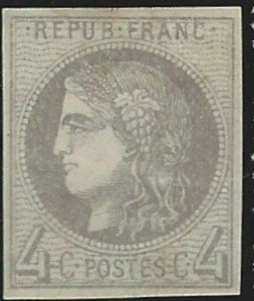 France 1870/71 4¢ lilac-grey imperf with 4 clear ... Image 1++