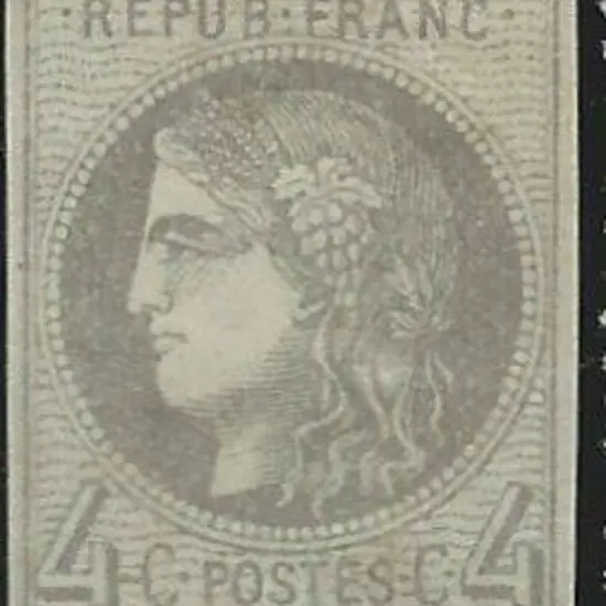 France 1870/71 4¢ lilac-grey imperf with 4 clear ...