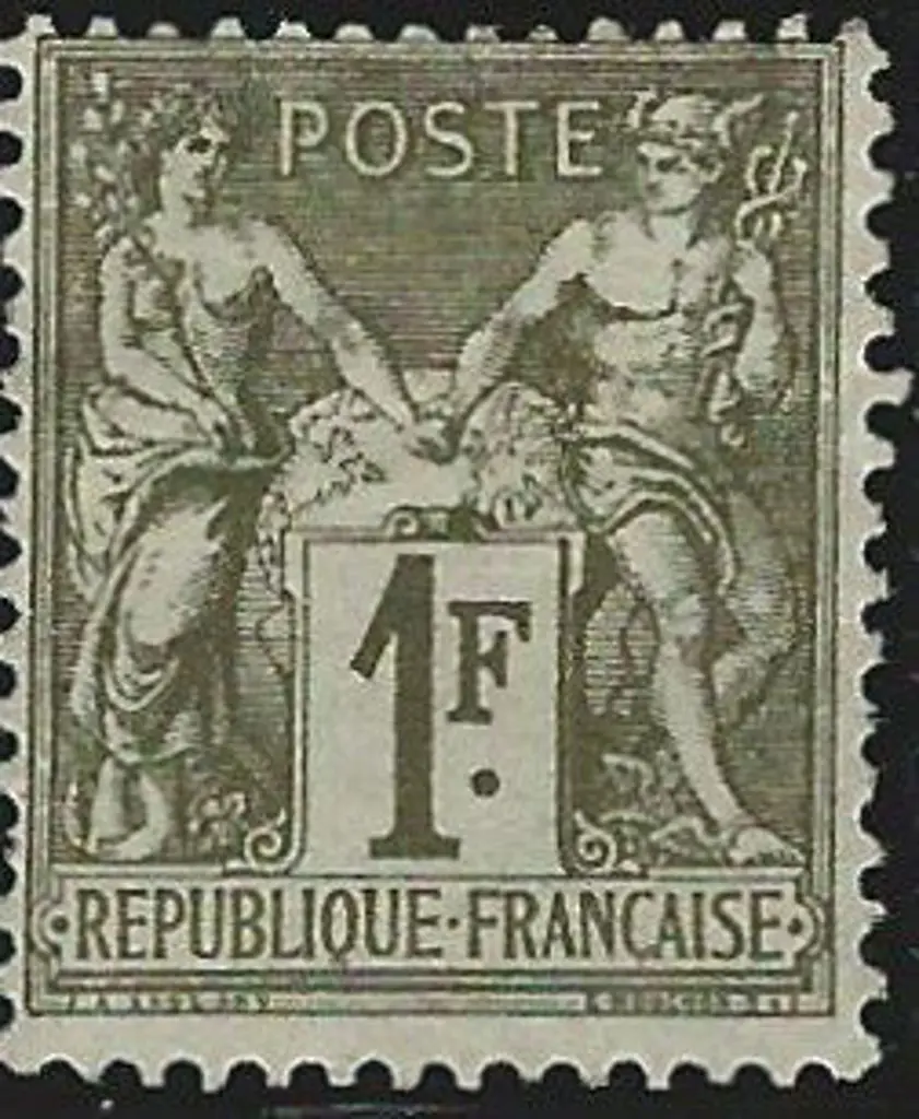 France 1876/85 1f Peace & Commerce Type A. MLH, ... Image 1++