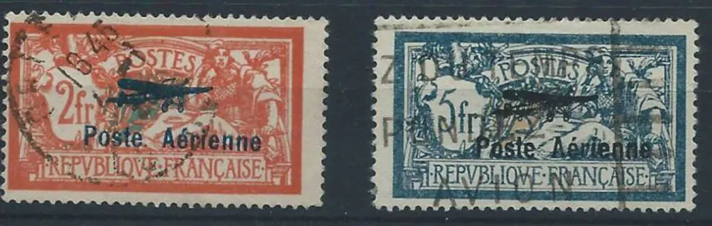 France 1927 Airmail 2f & 5f "Poste Aerienne" good ... Image 1++