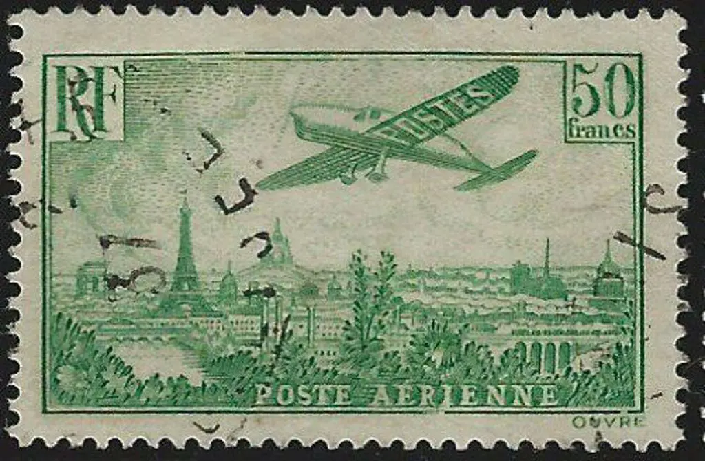 France 1936 50f emerald green Air with light cds. ... Image 1++