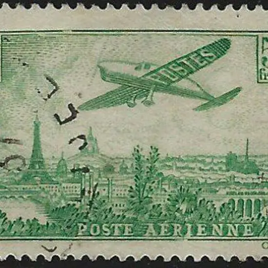 France 1936 50f emerald green Air with light cds. ...