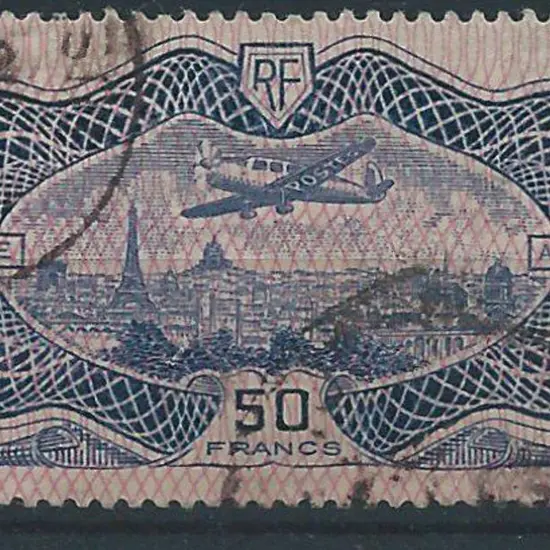 France 1936 50f ultramarine "banknote" Airmail F/U ...