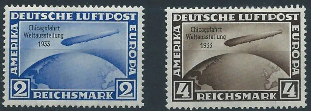 Germany 1933 2m & 4m Chicago World Flight MLH. SG ... Image 1++