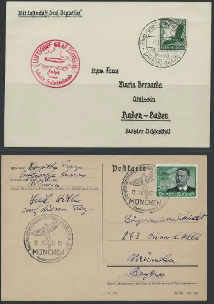 Germany 1937 card with 2mk Lilienthal Air tied by ... Image 1++