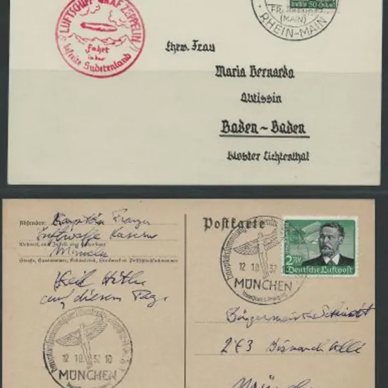 Germany 1937 card with 2mk Lilienthal Air tied by ...