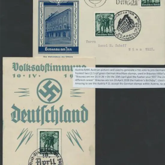 Germany 1938 Austria "Anschluss" cards x 2 with ...