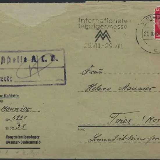 Germany 1940 Buchenwald Concentration Camp cover ...