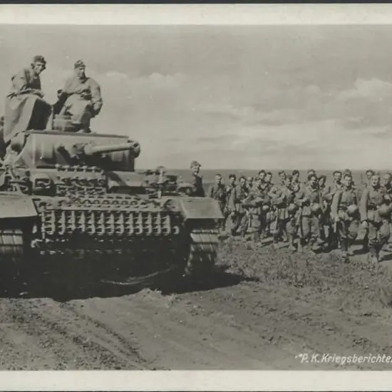 Germany 1940's Nazi Panzer (tank) & Infantry B&W ...
