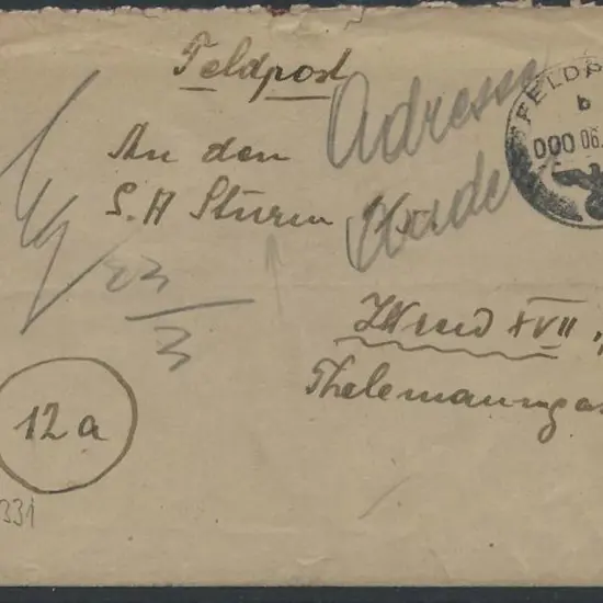 Germany 1944 "Feldpost" stampless cover with ...