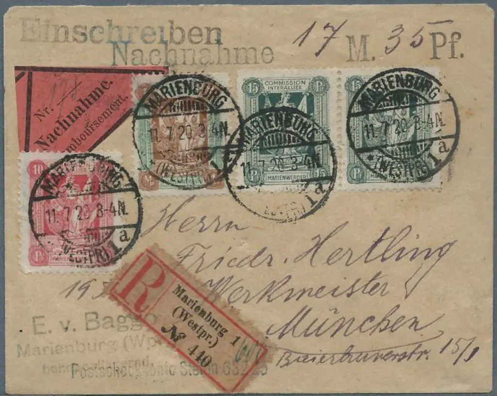 Germany-Marienwerder 1920 (11th July) Regd cover ... Image 1++