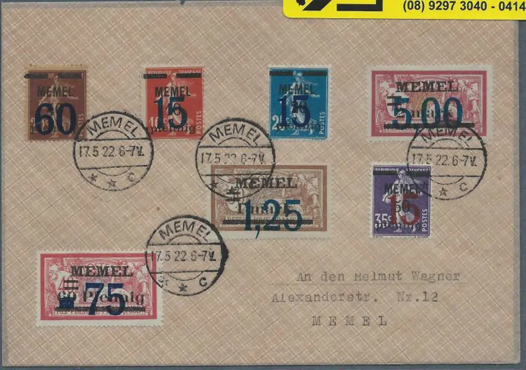 Germany-Memel 1922 local use cover with neatly ... Image 1++