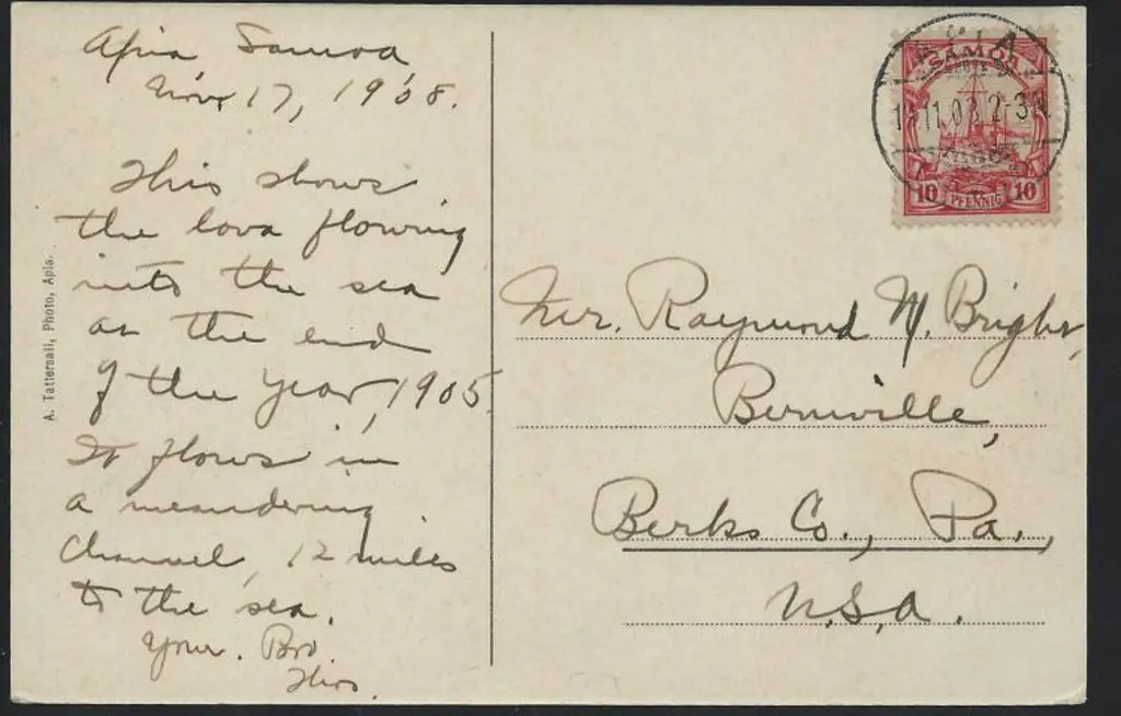German Colonies-Samoa 1908 (23rd Aug) PPC showing ... Image 1++