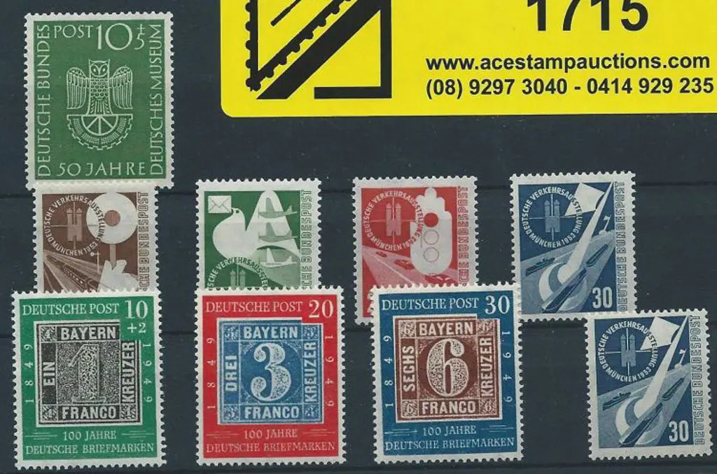 Germany-West 1949 Stamp Cent & 1953 Transport ... Image 1++