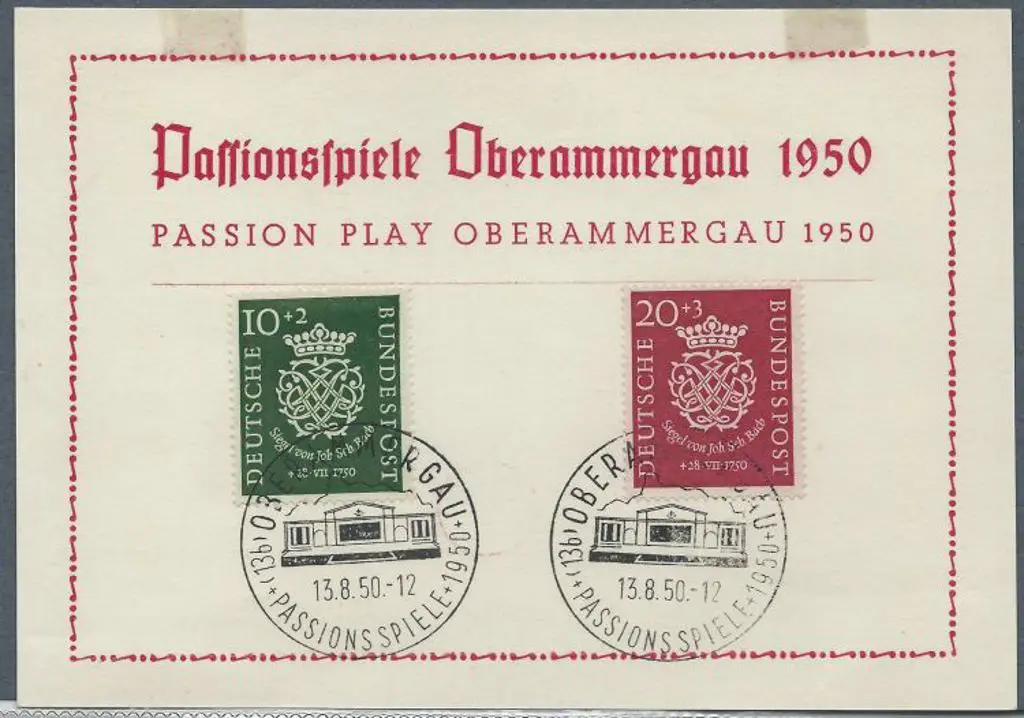 Germany-West 1950 Bach pair on commem postcard ... Image 1++