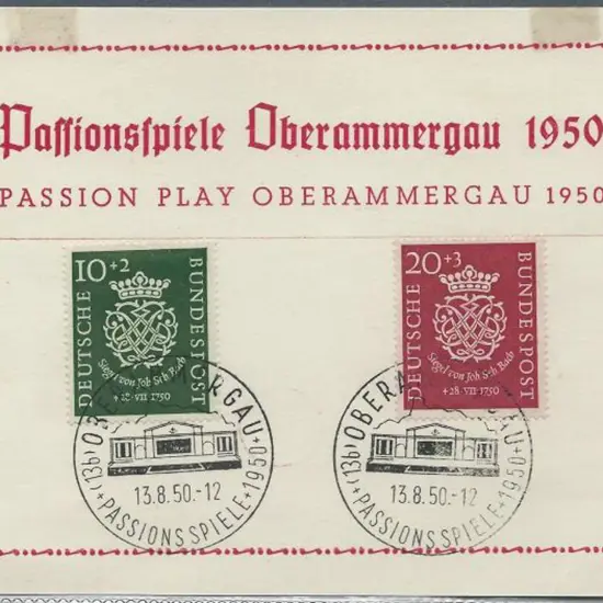 Germany-West 1950 Bach pair on commem postcard ...