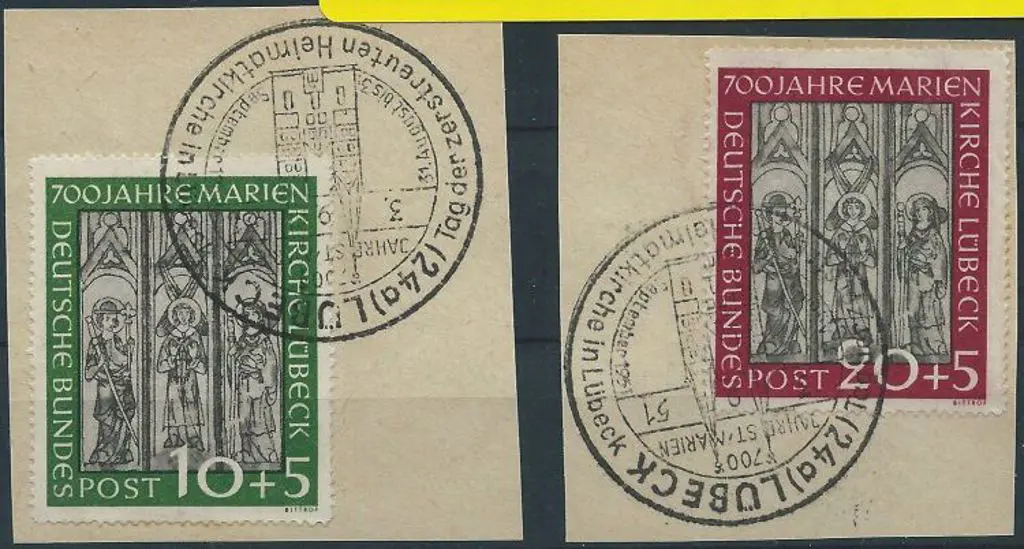 Germany-West 1951 St Mary's Church Lubeck pair on ... Image 1++