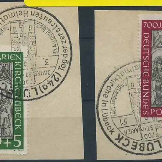 Germany-West 1951 St Mary's Church Lubeck pair on ...