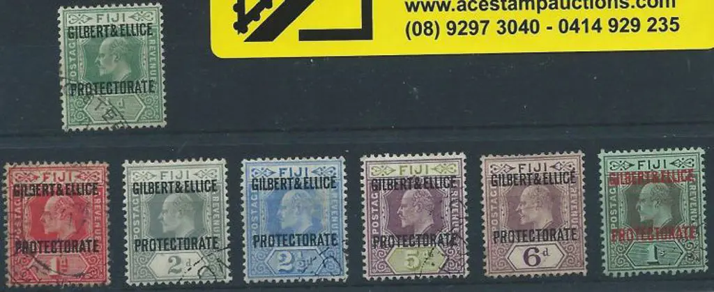 Gilbert & Ellice Island 1911 ovpts on 1/- Fiji ... Image 1++