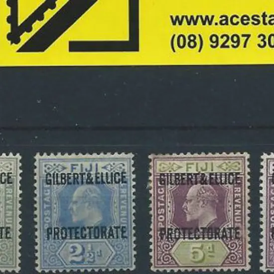 Gilbert & Ellice Island 1911 ovpts on 1/- Fiji. ...