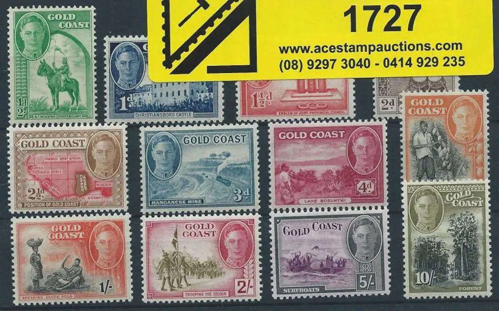 Gold Coast 1948 KGVI set to 10/- complete MLH. SG ... Image 1++