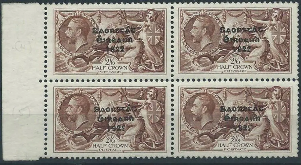 Ireland 1922/26 2/6d Seahorse left-marginal block ... Image 1++