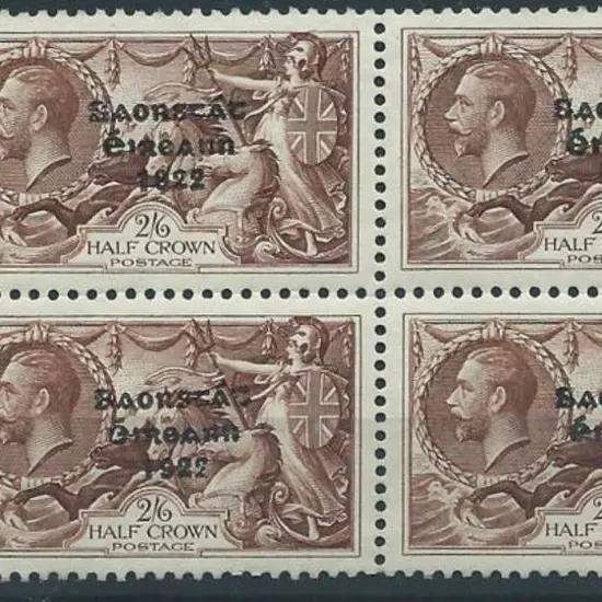 Ireland 1922/26 2/6d Seahorse left-marginal block ...