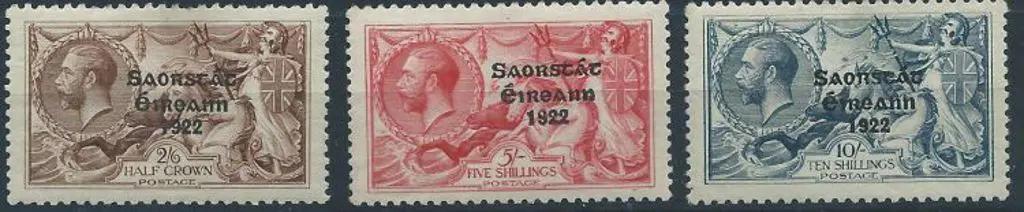 Ireland 1925/28 2/6d, 5/- & 10/- Seahorses with ... Image 1++