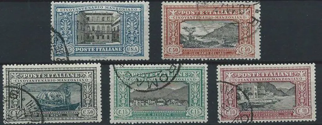 Italy 1923 Manzoni set to 1L with the 10¢ & 15¢ ... Image 1++